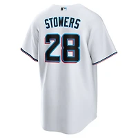 Maillot Nike Kyle Stowers blanc pour jeunes, réplique domicile des Miami Marlins