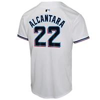 Maillot de joueur à domicile Nike Sandy Alcantara blanc des Miami Marlins pour jeunes