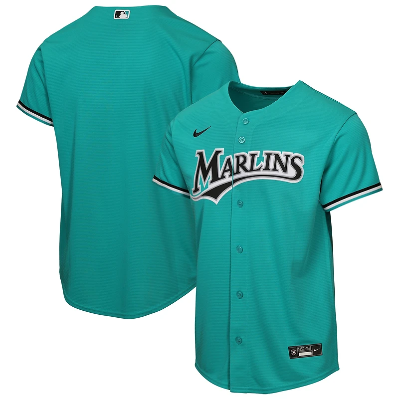 Maillot réplique alternatif Nike pour jeunes des Miami Marlins, couleur turquoise