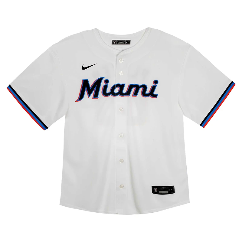 Maillot de match à domicile blanc Nike pour jeunes des Miami Marlins