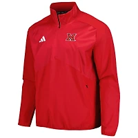 Men's adidas Red Miami University RedHawks Sideline AEROREADY Raglan Quarter-Zip Jacket