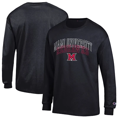 Men's Champion Black Miami University RedHawks Team Long-Sleeve T-Shirt
