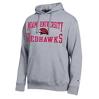 Sweat à capuche Champion Heather Gray pour homme, équipe des RedHawks de l'Université Miami