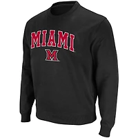 Men's Colosseum Red Miami University RedHawks Arch & Logo Crew Neck Sweatshirt