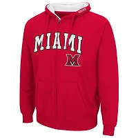 Colosseum Red Miami University RedHawks Arch & Logo 3.0 Sweat à capuche entièrement zippé pour hommes