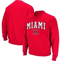 Colosseum Red Miami University RedHawks Arch & Logo Crew Neck Sweat-shirt pour homme