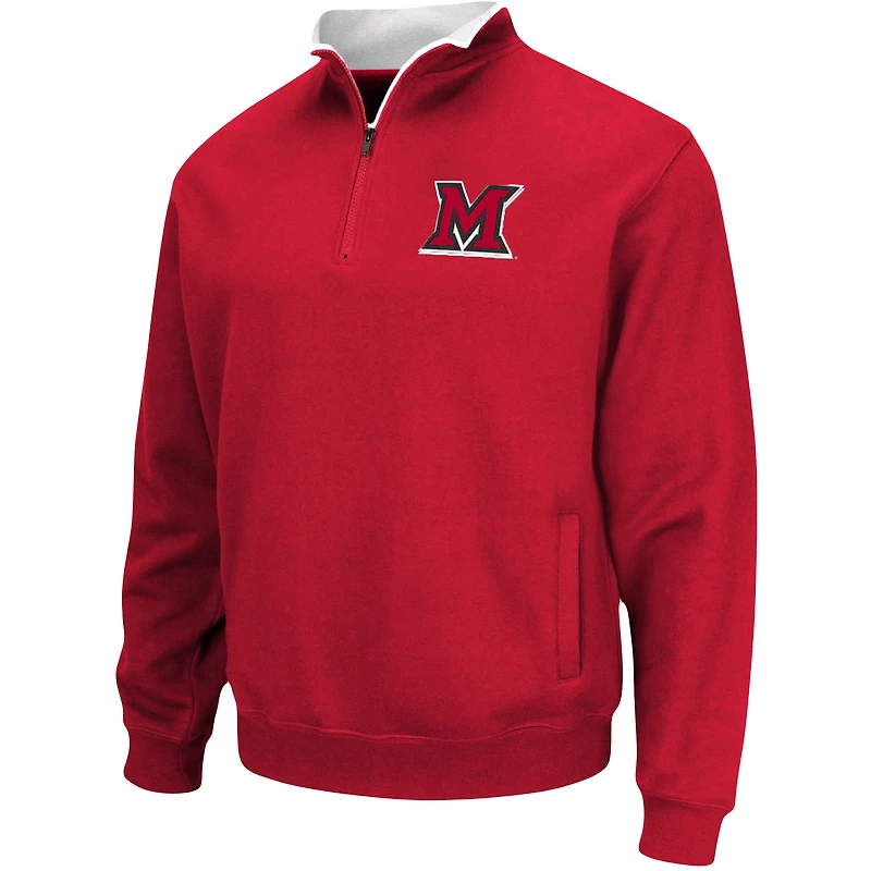 Men's Colosseum Red Miami University RedHawks Tortugas Logo Quarter-Zip Jacket
