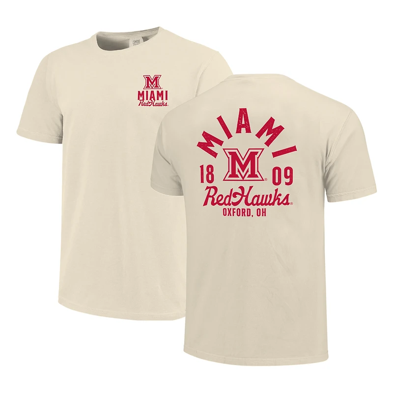 T-shirt crème pour homme avec motif mascotte des RedHawks de l'Université Miami