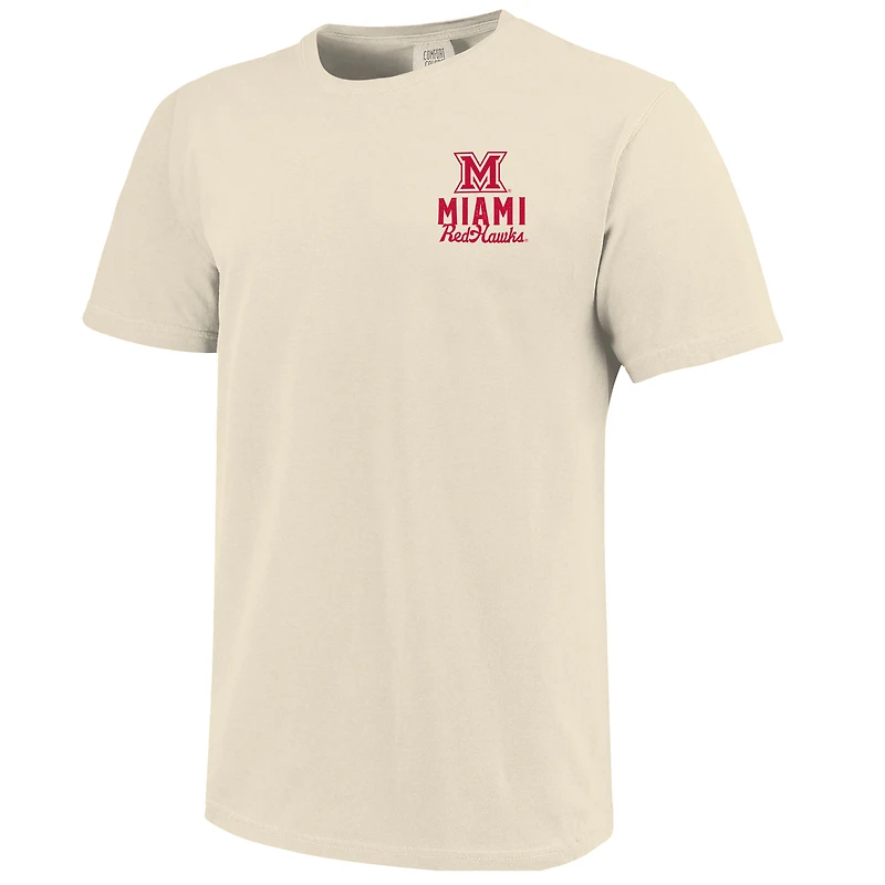 T-shirt crème pour homme avec motif mascotte des RedHawks de l'Université Miami