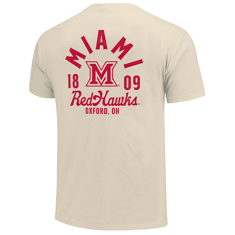 T-shirt crème pour homme avec motif mascotte des RedHawks de l'Université Miami
