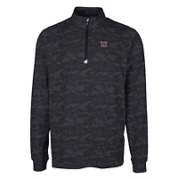 Pull-over extensible à imprimé camouflage Traverse pour homme, noir, avec fermeture éclair quart de tour, des RedHawks l'Université Miami, couleur grande et taille, Cutter & Buck