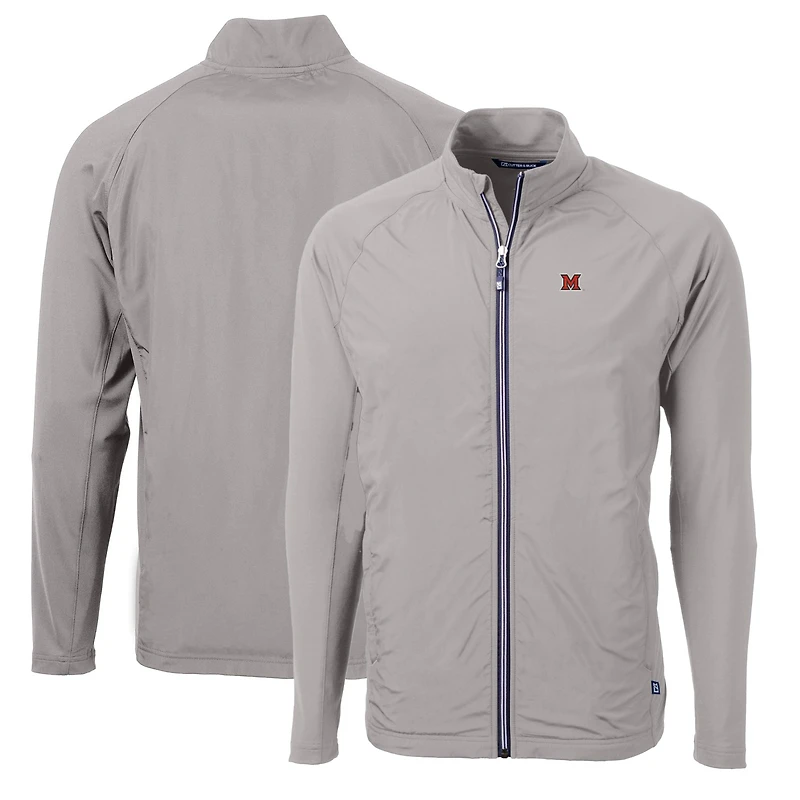 Veste hybride entièrement zippée en tricot recyclé Adapt Eco Knit pour homme, gris, des RedHawks de l'Université Miami, couleur grande et taille.