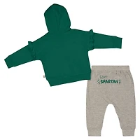Girls Infant Colosseum Green Michigan State Spartans Patches Fleece Pullover Hoodie and Pants Set