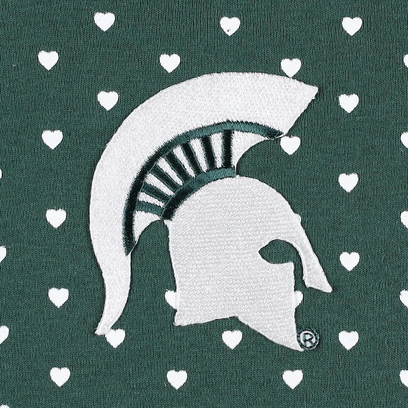 Girls Newborn & Infant Green Michigan State Spartans Hearts Bodysuit and Headband Set