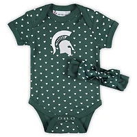 Ensemble body et bandeau vert Michigan State Spartans Hearts pour nouveau-nés nourrissons Two Feet Ahead