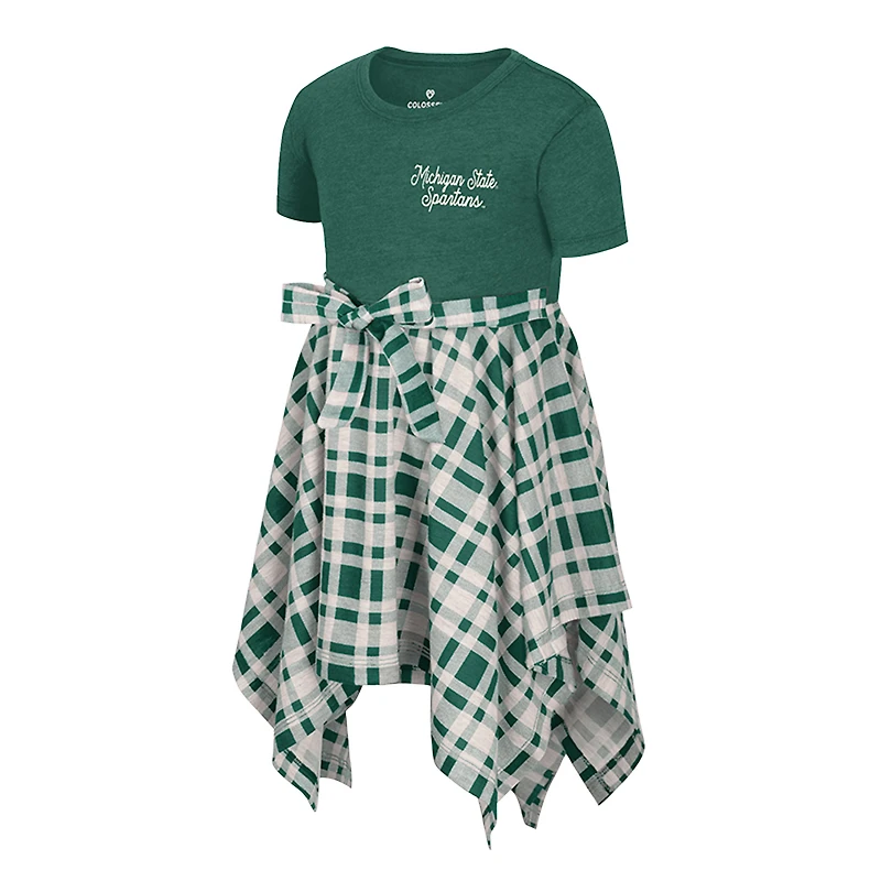 Girls Toddler Colosseum Green Michigan State Spartans Marceline Plaid Dress