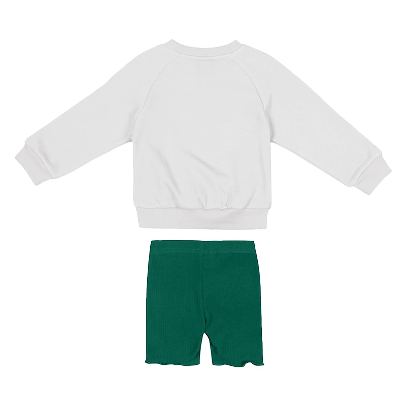 Girls Toddler Colosseum  White/Green Michigan State Spartans Beta Fleece Sweatshirt and Shorts Set