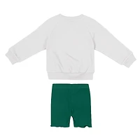 Girls Toddler Colosseum  White/Green Michigan State Spartans Beta Fleece Sweatshirt and Shorts Set