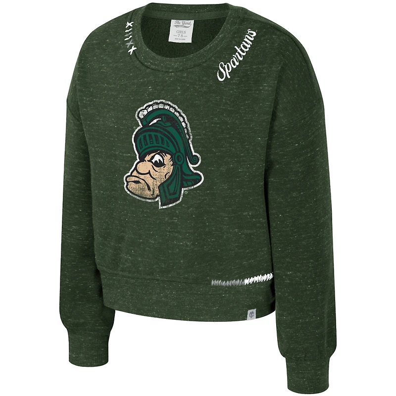 Girls Youth Colosseum Green Michigan State Spartans Just a Minute Sweatshirt