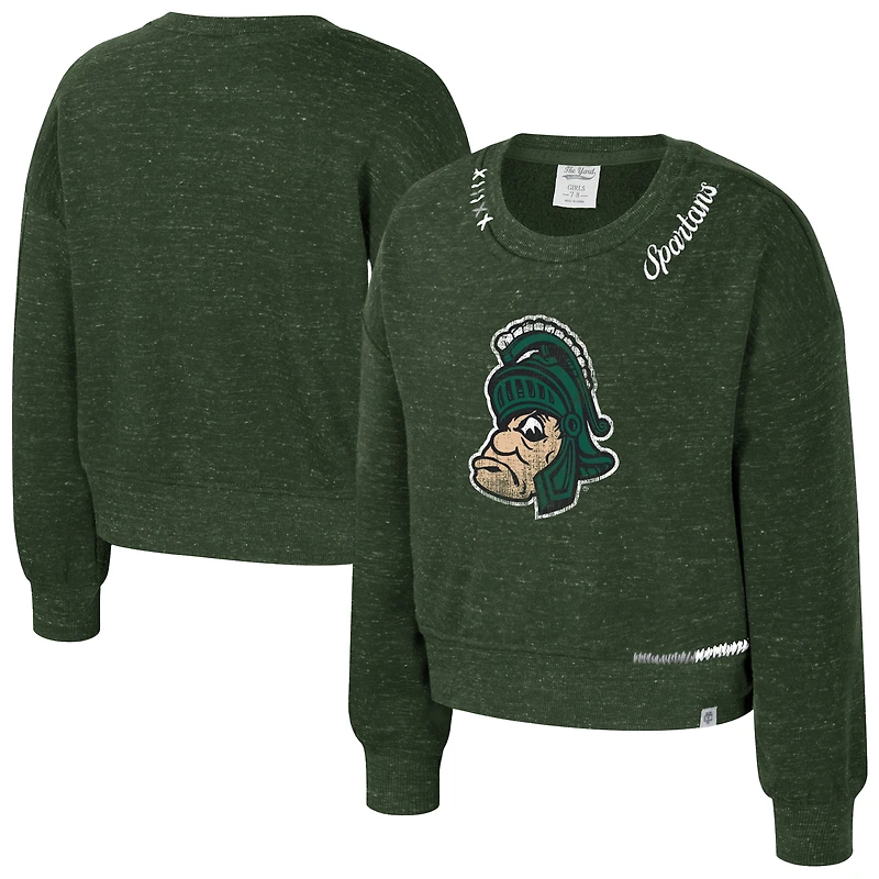 Girls Youth Colosseum Green Michigan State Spartans Just a Minute Sweatshirt