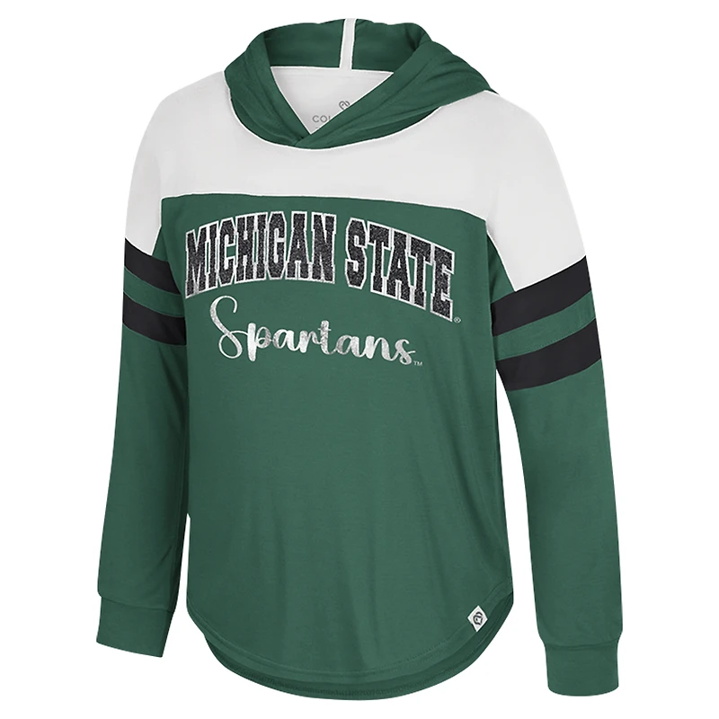 Girls Youth Colosseum Green Michigan State Spartans Reflection Hoodie Long Sleeve T-Shirt