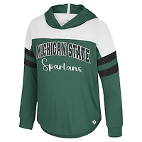 Girls Youth Colosseum Green Michigan State Spartans Reflection Hoodie Long Sleeve T-Shirt