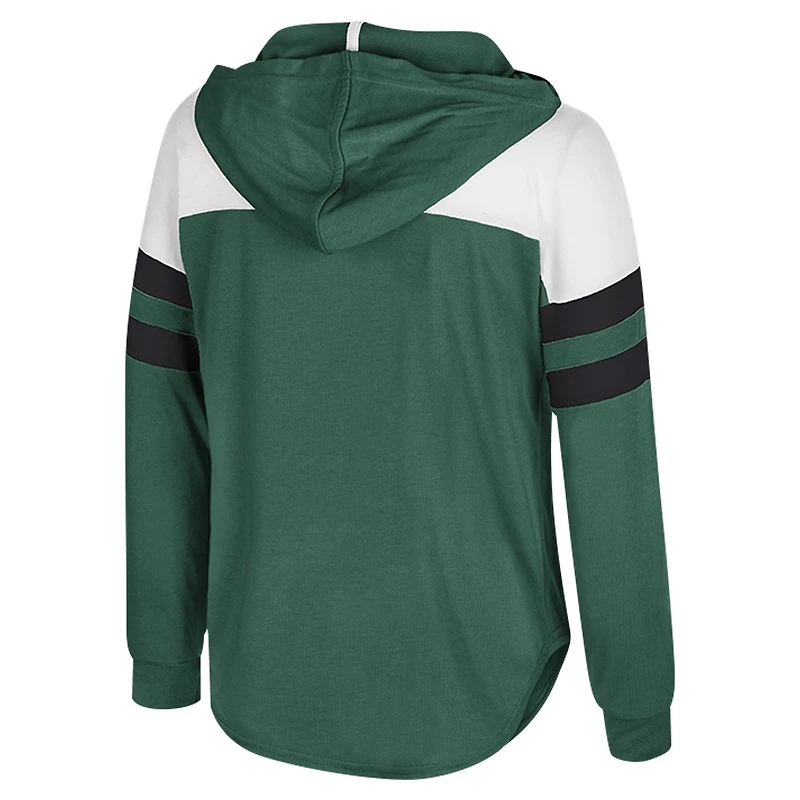 Girls Youth Colosseum Green Michigan State Spartans Reflection Hoodie Long Sleeve T-Shirt
