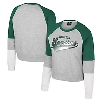 Sweat-shirt à capuche Katinka strass pour filles du Colisée Heather Gray Michigan State Spartans