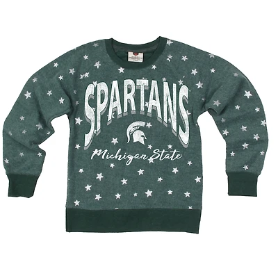 Sweat-shirt à capuche étoiles scintillantes pour jeunes filles Wes et Willy Green des Spartans de l'État du Michigan