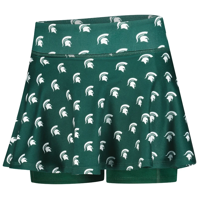 Girls Youth ZooZatz Green Michigan State Spartans All-Over Print Tennis Skort