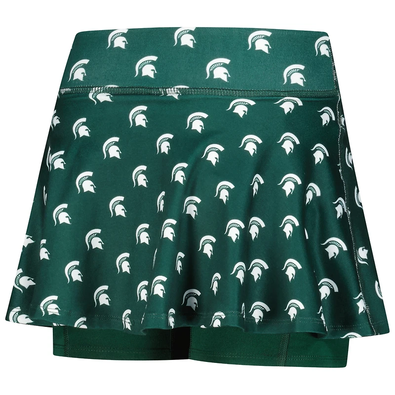 Girls Youth ZooZatz Green Michigan State Spartans All-Over Print Tennis Skort