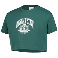 T-shirt court vert ZooZatz pour jeunes filles, Spartans de l'État du Michigan, Laurels, à trois mélanges