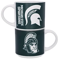 Lot de deux tasses empilables de 14 oz des Spartans de l'État du Michigan d'Indigo Falls