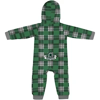 Sweat à capuche carreaux et fermeture éclair complète pour bébé Colosseum vert Michigan State Spartans manches longues
