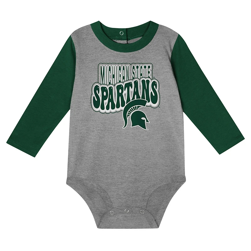 Ensemble body et pantalon double up vert chasseur pour bébé, motif Spartans de l'Université d'État du Michigan