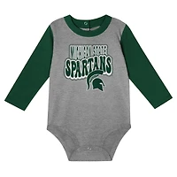Ensemble body et pantalon double up vert chasseur pour bébé, motif Spartans de l'Université d'État du Michigan