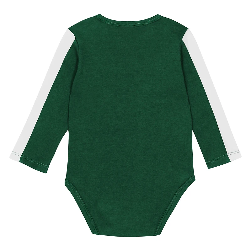 Infant Outerstuff Green/White Michigan State Spartans Double Down Bodysuit and Pants 3-Piece Set