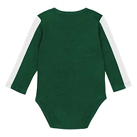 Infant Outerstuff Green/White Michigan State Spartans Double Down Bodysuit and Pants 3-Piece Set