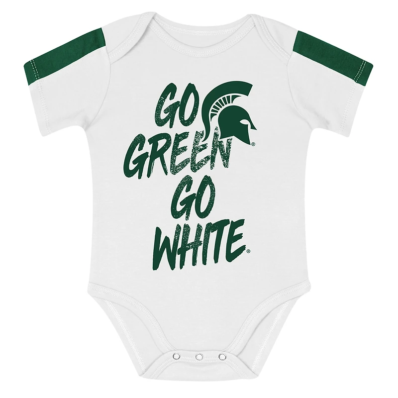 Infant Outerstuff Green/White Michigan State Spartans Double Down Bodysuit and Pants 3-Piece Set