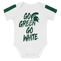 Infant Outerstuff Green/White Michigan State Spartans Double Down Bodysuit and Pants 3-Piece Set