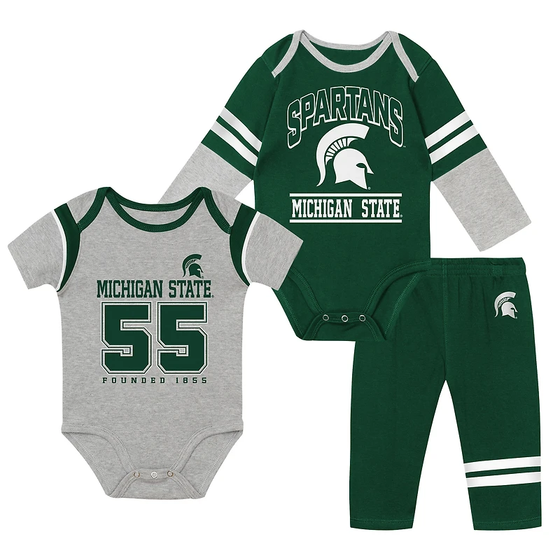 Infant Outerstuff Michigan State Spartans Double Up Three-Piece Bodysuits & Pants Set