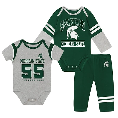 Infant Outerstuff Michigan State Spartans Double Up Three-Piece Bodysuits & Pants Set