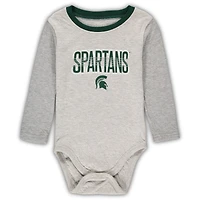 Ensemble body et pantalon à manches longues Wes & Willy gris chiné/vert Michigan State Spartans Jie pour bébé