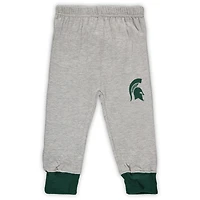 Ensemble body et pantalon à manches longues Wes & Willy gris chiné/vert Michigan State Spartans Jie pour bébé