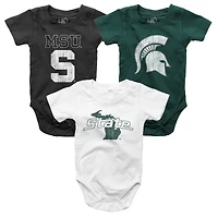 Ensemble de trois bodies pour bébé Wes & Willy Michigan State Spartans
