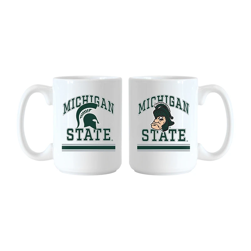 Ensemble de tasses Logo Brands Michigan State Spartans 15 oz. Modèle actuel et rétro