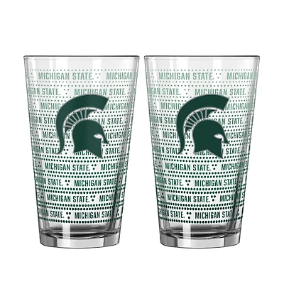 Ensemble de deux verres à bière Logo Brands Michigan State Spartans State Chant Fade de 473 ml (16 oz).
