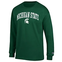 T-shirt à manches longues vert champion pour homme avec logo Arch Over des Spartans de l'État du Michigan