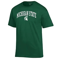 T-shirt vert champion pour homme avec logo Arch Over des Spartans de l'État du Michigan