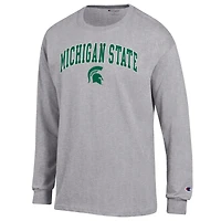 T-shirt à manches longues pour homme Champion Heather Grey Michigan State Spartans Arch Over Logo